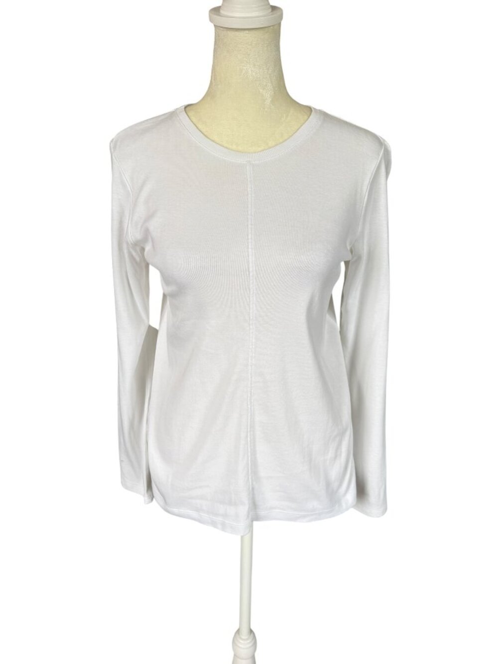 J. Jill women's pima crewneck high-low tee white long sleeve pullover size SP